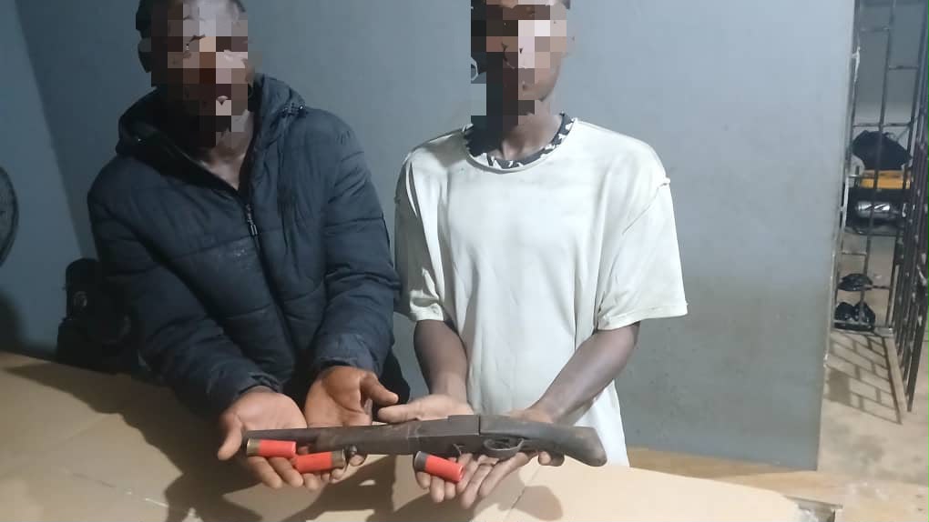 POLICE ARREST TWO SUSPECTED ARMED ROBBERS, RECOVERS ONE LOCALLY MADE CUT-TO SIZE DANNE GUN AND THREE LIVE CARTRIDGES