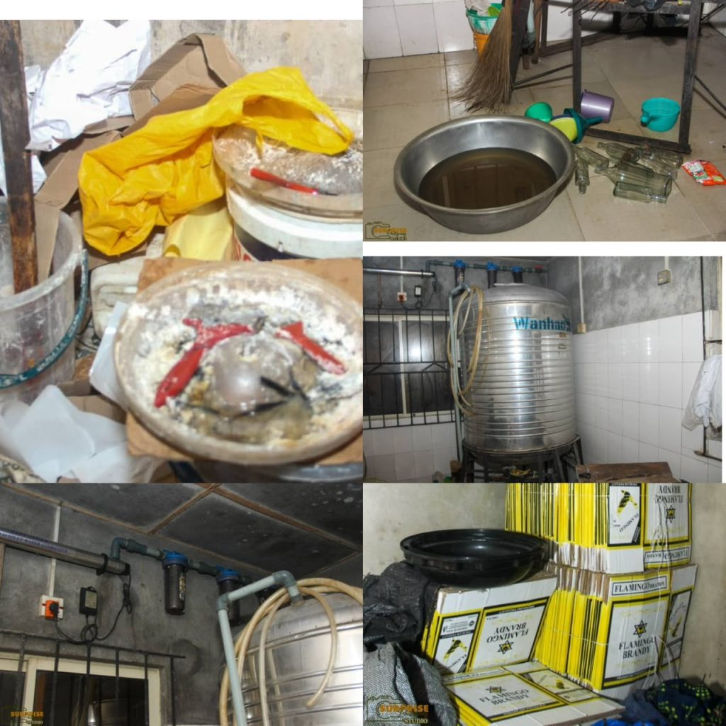 BADAGRY: SUSPECTED FAKE ALCOHOLIC/WINE FACTORY DISCOVERED, SEALED, SUSPECT ARRESTED